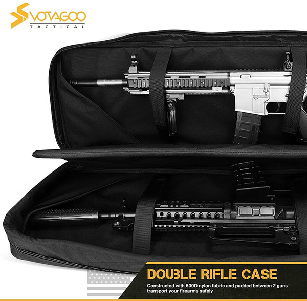 VOTAGOO Double Rifle Case Gun Bag, Safely Long-Barrel Firearm Transportation Cases  Locks, All-Weather Soft Tactical Range Bag Ackpack For Shotgun Spacious Heavy Duty