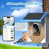 Smart Bird Feeder With Camera,Solar-Powered WiFi 4MP Live Camera,AI Identify Bird Species Auto Capture Garden Bird Watching&Motion Detection,Ideal Gift For Bird Lovers,Blue