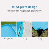 Beach Tent For 1-3 Person Rated UPF For UV Sun Protection Waterproof