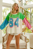 BiBi Color Block Patched Long Sleeve Top