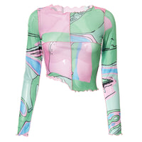 Long Sleeve Crew Neck Printed Pullover
