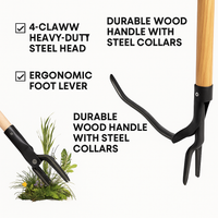 XTRAHAND Stand-Up Weed Puller Tool – Adjustable Handle (40"-60") – Stainless Steel Claw for Deep Root Removal – Easy Eject, Ergonomic Grip, Multi-Weed Size Weeder for Garden & Lawn