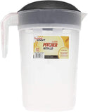 Water Pitcher, Tea Pitcher With Lid, 1.3 Gallon Pitcher, Drink Container, Pitchers Beverage Pitchers, Juice Containers With Lids For Fridge, 5 Liter Plastic Pitchers, Ice Tea Pitcher For Fridge, Black