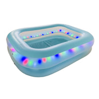 Prelit LED Inflatable Rectangular Swimming Pool 79″ x 59″ x 20″ – Durable Nighttime Glow w/ 3 Light Modes, Quick Setup, Family Fun Ages 6+
