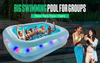 Prelit LED Inflatable Rectangular Swimming Pool 79″ x 59″ x 20″ – Durable Nighttime Glow w/ 3 Light Modes, Quick Setup, Family Fun Ages 6+