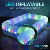 Prelit LED Inflatable Rectangular Swimming Pool 79″ x 59″ x 20″ – Durable Nighttime Glow w/ 3 Light Modes, Quick Setup, Family Fun Ages 6+