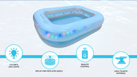 Prelit LED Inflatable Rectangular Swimming Pool 79″ x 59″ x 20″ – Durable Nighttime Glow w/ 3 Light Modes, Quick Setup, Family Fun Ages 6+