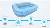 Prelit LED Inflatable Rectangular Swimming Pool 79″ x 59″ x 20″ – Durable Nighttime Glow w/ 3 Light Modes, Quick Setup, Family Fun Ages 6+