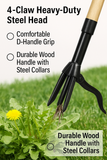 XTRAHAND Stand-Up Weed Puller Tool – Adjustable Handle (40"-60") – Stainless Steel Claw for Deep Root Removal – Easy Eject, Ergonomic Grip, Multi-Weed Size Weeder for Garden & Lawn
