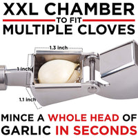 New Garlic Press. Stainless Steel Mincer & Crusher With Silicone Roller Peeler. Easy Squeeze, Rust Proof, Dishwasher Safe, Easy Clean. By Alpha Grillers - My Home Goodsz