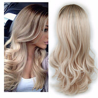 Stylish Long Curly Wigs with Blonde Ombre for Women